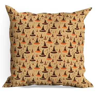 Imagem de Capas de almofada com várias decorações de Halloween, pacote com 18 x 18, capas de almofada de Halloween para casa, casa de fazenda, quarto, sofá-cama, decoração de assento de carro, almofadas