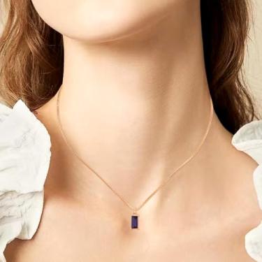 Imagem de Colares de diamante para mulheres, banhado a ouro 14K, esmeralda, pedra do mês de nascimento para mães, colar de ouro delicado, azul, verde, zircônia cúbica, presente de aniversário para joias, 18