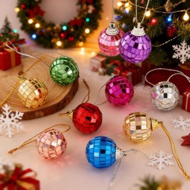 Imagem de 6 peças de enfeites de árvore de Natal multicoloridos – Ideal para festas de aniversário dos anos 60/70/80, árvores de Natal, suprimentos de festa e várias decorações festivas