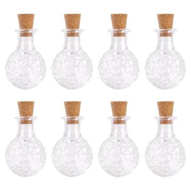 Imagem de 10 frascos de vidro com rolha de cortiça, recipientes transparentes em forma de abacaxi, pequenas garrafas de desejos para artesanato DIY