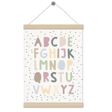 Imagem de Moldura de pôster boho pastel colorido para sala de aula, 30,5 x 40,6 cm, decoração de sala de aula boho, educação ABC, decoração de parede para meninos e meninas, sala de jogos, pré-escola