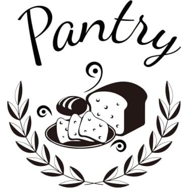 Imagem de Decalques de parede Pantry Pão Comida Vinil Adesivos de Arte de Parede Ramos de Oliveira Adesivo de Placa de Despensa Decoração de Cozinha Decalques de Parede para Casa Restaurante Café Loja