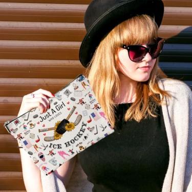 Imagem de Bolsa de cosméticos de hóquei, presentes inspiradores para amantes de hóquei no gelo, jogadores, bolsa de maquiagem, presentes de aniversário de Natal para mulheres, irmã filha, amiga, hóquei, bolsa