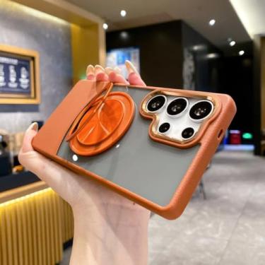 Imagem de Capa de couro com suporte de anel de metal oculto com rotação de 360° para Samsung Galaxy S25 S24 S23 S22 Ultra Fe A55 A54 A16 A25 A35 A56 A34 (para Samsung Galaxy A15 4G/BR)