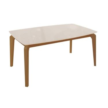 Imagem de Mesa Para Cozinha Petra Com Tampo Madeirado Com Vidro 90x170cm Carvalho Off White Vidro Off White Kappesberg