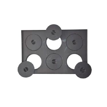 Imagem de Chapa de Ferro Para Fogao Lenha Retangular 6 Furos Com Tampa