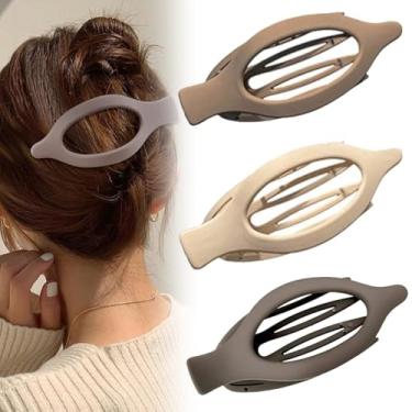Imagem de Grampos de cabelo planos para mulheres, grampos de garra plana e grampos de cabelo bico de pato para cabelos grossos ou finos, acessórios de estilo de cabelo com aderência antiderrapante para uso