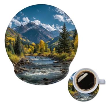 Imagem de AFUZLE Mouse pad com suporte de pulso, mouse pad ergonômico com almofada de descanso de pulso de espuma de memória, base de borracha antiderrapante para jogos em casa, escritório, computador, laptop