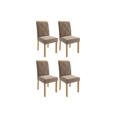 Imagem de Cadeira Sala De Jantar Fernanda Wood Kit 4 Un Carvalho-suede Joli Capuccino - Cimol