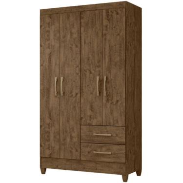 Imagem de Guarda Roupa Solteiro Chile 4p 103 Cm Castanho Wood
