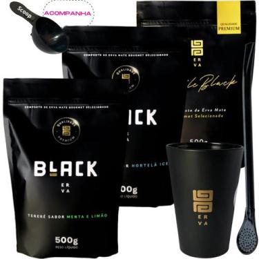 Imagem de Kit Black Erva Mate Tereré 3 Pacotes 500g cada + Copo Caldereta acríli