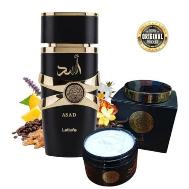 Imagem de Kit Perfume Arabe Asad 100ml Creme Isabele.la 200g - Lattafa