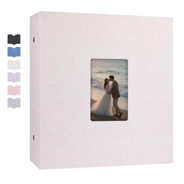 Imagem de 1000 álbuns de bolso 4x6, capa de couro de capacidade extra grande, janela frontal para álbuns 4×6, fotos horizontais e verticais, páginas sem ácido, álbum de família para casamento 4x6 (Bege)