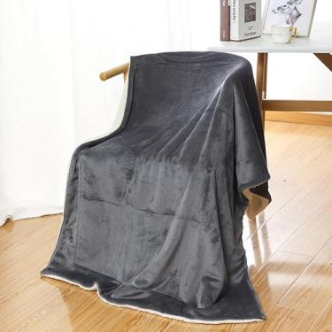 Imagem de Cobertor de lã de ovelha para sofá - Cobertor de resfriamento macio de dupla face, cobertor grosso e quente para o inverno, pelúcia macia e felpuda, presente para mulheres, 101 x 159 cm para