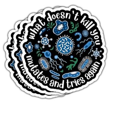 Imagem de Adesivo What Doesn't Kill You Mutates and Tries Again Adesivos de Saúde Pública Adesivos Microbiologia Psicologia Presentes para Microbiólogos Decalque para Laptop Garrafa de Água Caixa de Ferramentas