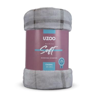 Imagem de Manta Microfibra Flannel Soft Casal Estampado Xadrez 180x220cm - Uzoo Manta Microfibra Flannel Soft Casal Estampada 180x220cm Xadrez Bege