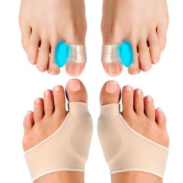 Imagem de Kit 2 pares protetor corretor meias de joanete ortopédico - SWG, BEGE,