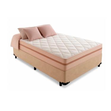 Imagem de Cama Box Solteiro 88 Suede Bege Com Colchão Pillow Angel Molas Ensacadas 62x88x188
