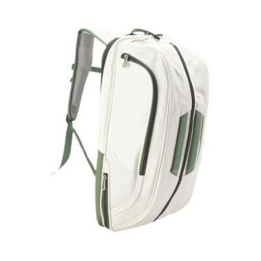 Imagem de simhoa Mochila Badminton Rackets com compartimento de sapatos PU Couro ao ar livre viagens esportivas, Branco Verde