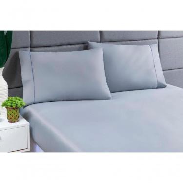 Imagem de Jogo Lençol 400 Fios Ponto Palito Cama King 3pçs Poliéster - Cinza