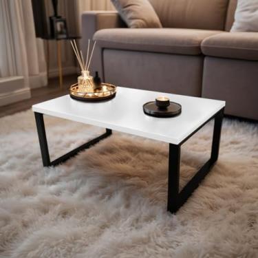 Imagem de Mesinha de Centro Industrial Decorativa de Sala Pés De Ferro MDF BRANCO, PRETO OU FREIJÓ(BRANCA)