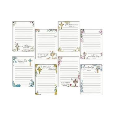 Imagem de Amagogo de Notas Adesivas Bíblicas Cristãs com Linhas e Versículos da Bíblia (8 unidades) - Ideal para Material Escolar e Agendamento de Escritório, Cruzar