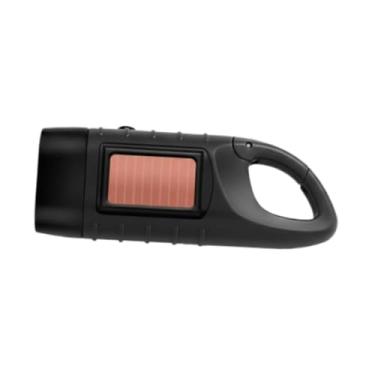 Imagem de oshhni Lanterna manual com manivela e energia solar, lanterna de mão multifuncional com LED para montanhismo, escalada e atividades ao ar livre, Preto
