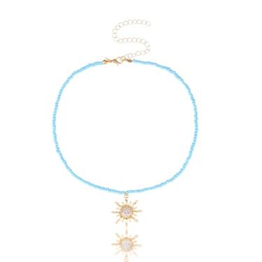 Imagem de Yalice Boho Colar gargantilha com contas opala sol pingente colares praia sereia colar joia presente para mulheres, Plástico, Com contas