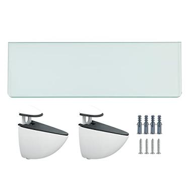 Imagem de Suporte de chuveiro Prateleira de vidro para banheiro, montagem na parede, vidro temperado transparente de 7 mm com suportes de prateleira cromados, acessórios de banheiro, organizador de banheiro