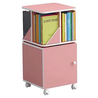 Imagem de UINGBPXT Estante de canto com rotação de 360° com rodas removíveis, estante simples, de grande capacidade, para escritório, escritório, estante de livros, exibição perfeita