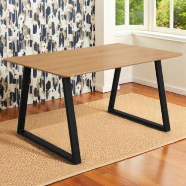 Imagem de Mesa de Jantar Ferro e Madeira Pintura Eletrostática 120x90 Tokyo Madeira e Ferro com Pintura Fosca Anti Ferrugem (120x90)