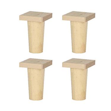 Imagem de ZJYWMM 4 peças de pés de móveis de madeira maciça cone reto substituição pernas de mesa pernas de móveis para sofá cama armário cadeira sofá pés pernas de móveis, com paletes de madeira (17,5 cm)