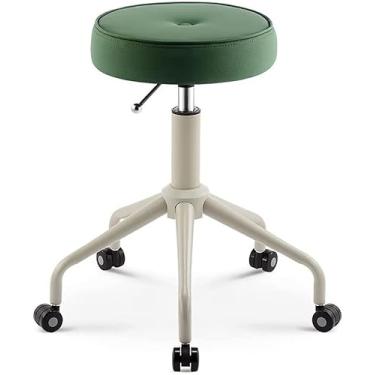 Imagem de Banqueta com rodas redonda giratória alta 360° banqueta giratória de salão com rodas