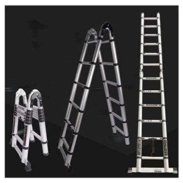 Imagem de BPHUI Escada de extensão telescópica para casa extensão de escada telescópica multiuso 23 FT alumínio dobrável industrial compacto escada de loft doméstico diário 150 libras carga máxima (tamanho: 7 m)