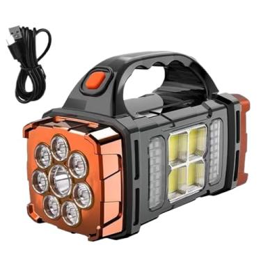 Imagem de Lanterna solar recarregável – Lanterna solar de caminhada | Lanterna de tocha brilhante de 2400 mAh à prova de intempéries com carregamento USB para caça, pesca, tenda, sobrevivência a desastres