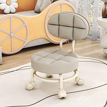 Imagem de BSNANCA Banqueta cosmética com rolamento, assento baixo de rolo, banquinho baixo com rolamento, rodas redondas com rolamento, banqueta rolante, almofada (L) (F) (H)