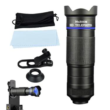 Imagem de Telescópio monocular para adultos - Monóculos multifuncionais para adultos de alta definição - Lente multifuncional de resolução 4K com clipe para celular para observação de pássaros, caminhadas