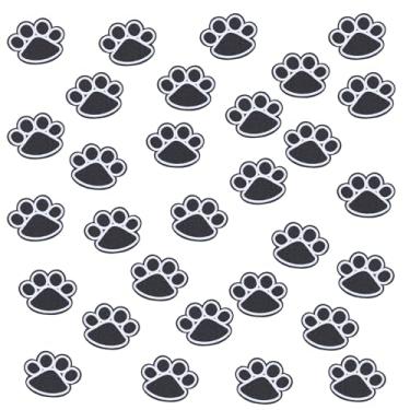 Imagem de letsinstyle 30 peças de adesivos de pata de cachorro, impressão de garra autoadesiva, remendos bordados de pata de animal preto para vestidos, mochilas, camisetas, sapatos