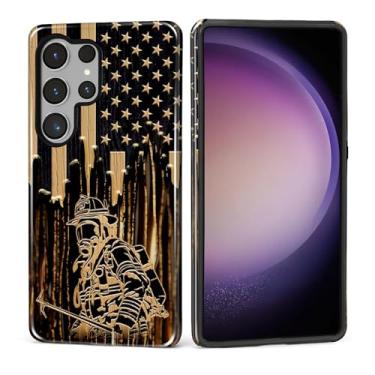 Imagem de MQJCYB Capa para Samsung Galaxy S25 Ultra, híbrida, resistente, 2 em 1, proteção robusta à prova de choque, brilhante para Samsung Galaxy S25 Ultra Bandeira de bombeiro