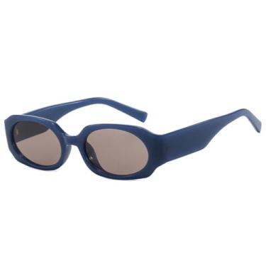 Imagem de HCPIHF Óculos de sol pequenos da moda feminina, retrô, masculino, degradê, uv400 (azul-geleia)