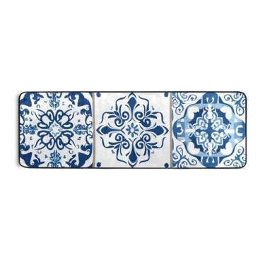 Imagem de Blueangle Tapete de corredor estilo Portugal, 6 x 15 cm, antiderrapante para entrada, sala de estar, banheiro, berçário, decoração de casa