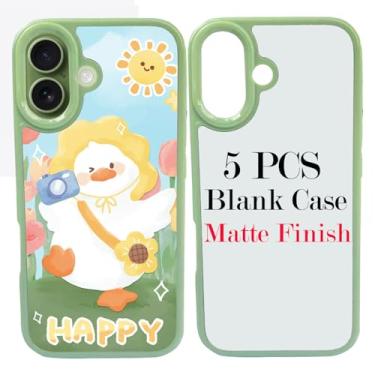 Imagem de JUSTRY 5 conjuntos de capas de telefone em branco de sublimação para iPhone 17, 2 em 1 2D DIY TPU capa móvel em branco capa de borracha macia + inserções foscas, fácil de sublimar personalizado