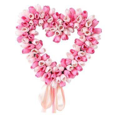 Imagem de oshhni Guirlanda em formato de coração para porta de entrada, decoração romântica para casa, guirlanda artificial para pendurar na porta, ideal para festas,