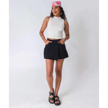 Imagem de Short Saia Feminino Sarja Preto-04051 - AKIYOSHI, Preto, 36