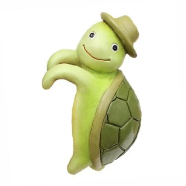 Imagem de Lindo suporte para vaso de tartaruga - Adorável ornamento de tartaruga marinha de resina de desenho animado, decoração de várias cenas para casa/escritório/jardim, para Natal/aniversário/casamento