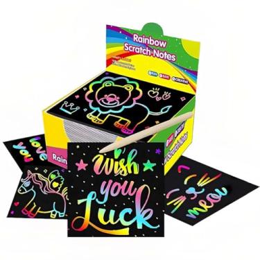 Imagem de 50 peças de artesanato de papel holográfico arco-íris mini notas para lembrancinhas de festa, presente de Natal