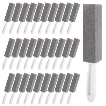 Imagem de SHUESS Pacote com 30 limpadores de vaso sanitário de pedra-pomes com cabo longo, pedra-pomes, escova para vaso sanitário ou argamassa de banho, piscina, banheiras, chuveiros