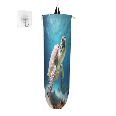 Imagem de Wassud Pacote com 2 porta-sacos de plástico para tartarugas marinhas, suporte de parede para sacola de mercearia, armazenamento de cozinha para decoração de despensa de cozinha em casa