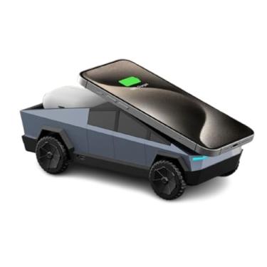 Imagem de EBTOOLS Estação de Carregamento Sem Fio 3 Em 1, Modelo Carro 1:25, Carregador de Rotação Automática Com Luz Ambiente, Carregamento Magnético, para Telefone, Relógio, Fone de Ouvido (GRAY)