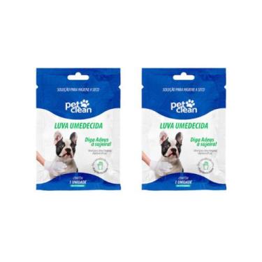 Imagem de Combo 2 Luvas Umedecida Higienizadora para Cachorro Cães e Gatos - Lim